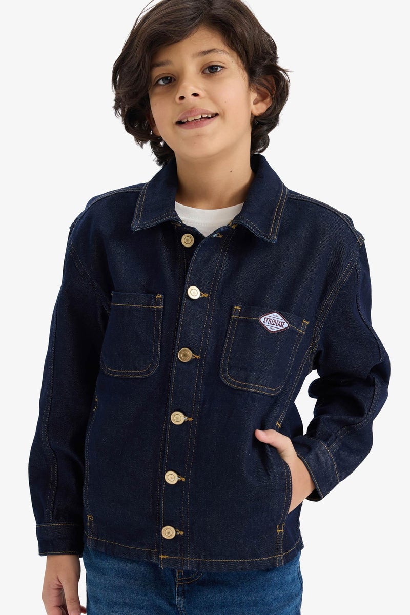 DeFacto Blue Boy Boy Denim Jacket Casual - Image 4